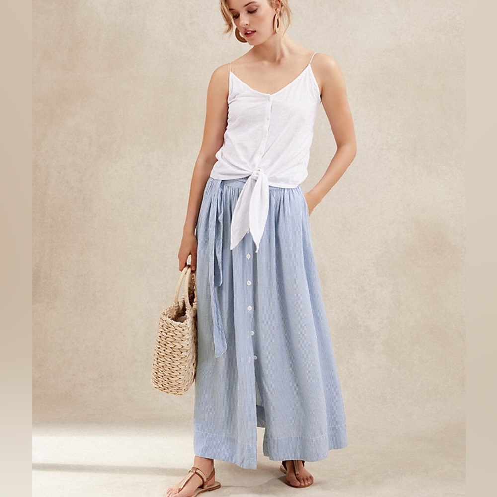 THE WHITE COMPANY WHITE LABEL Stripe Button Through Skirt Size 4 US